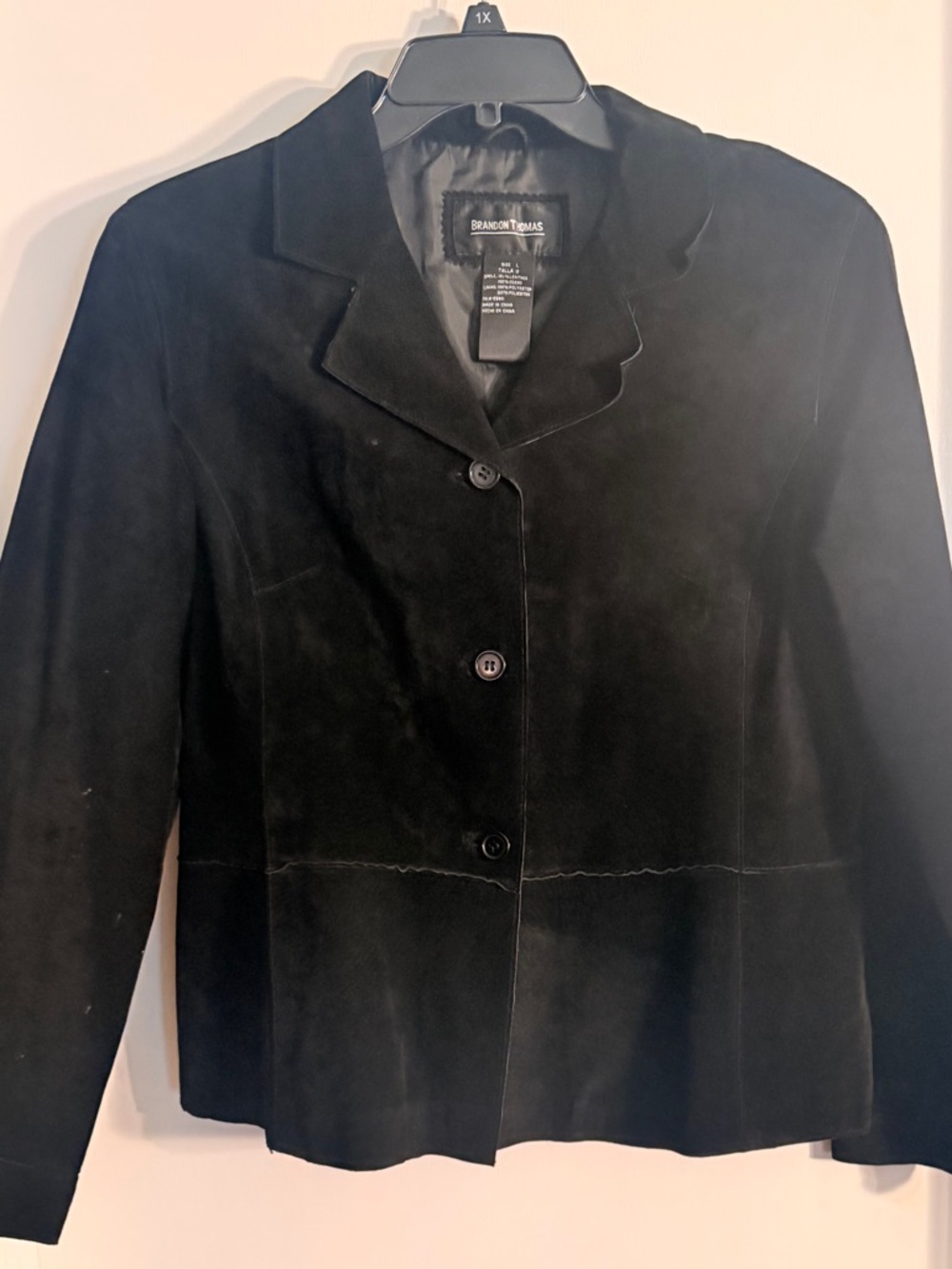 VINTAGE Brandon Thomas Women's Black Suede Button Jacket